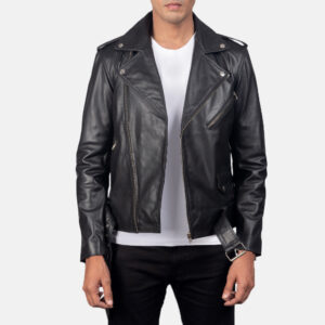 Alaric Alley Black Leather Biker Jacket
