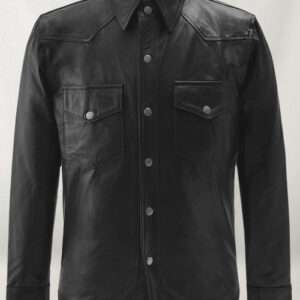 Men’s Pure Lambskin Leather Shirt Jacket – Black, Soft & Tailored